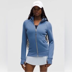 NWT Lululemon scuba full-zip hoodie Size 6 Washed denim/Gold